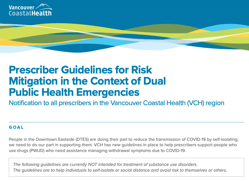 Prescriber Guidelines Risk Mitigation in Dual Public Health Emergencies